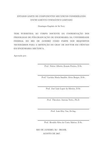 ESTADOS LIMITE DE COMPONENTES MECˆANICOS ... - UFRJ