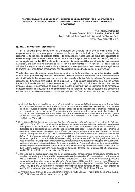 Responsabilidad penal de los órganos de dirección de la Empresa ...