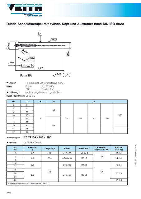 Flachauswerfer nach ISO 8693 (DIN 1530) - Veith KG