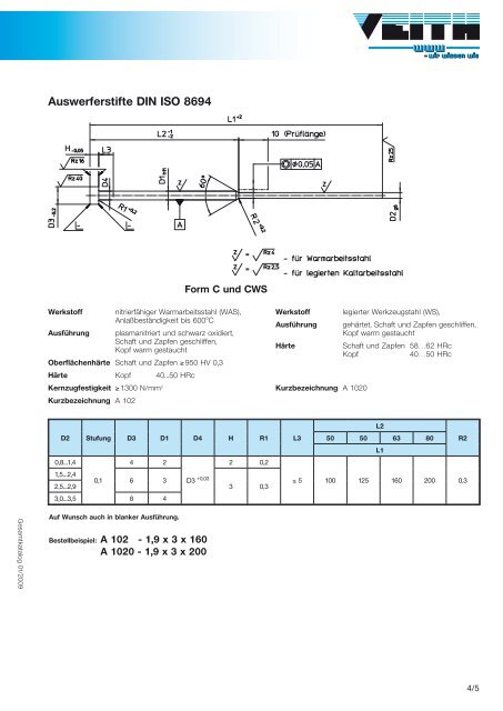 Flachauswerfer nach ISO 8693 (DIN 1530) - Veith KG