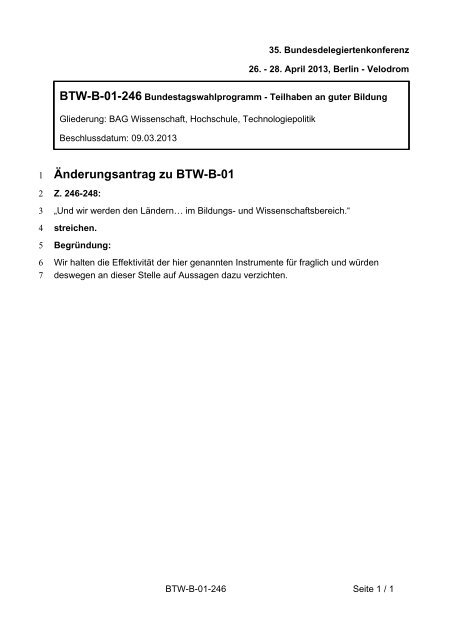 35. Ordentliche Bundesdelegiertenkonferenz 26.