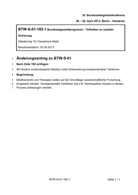 35. Ordentliche Bundesdelegiertenkonferenz 26.