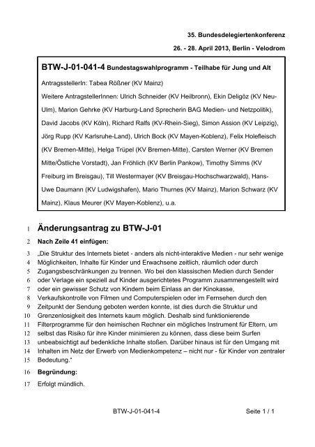 35. Ordentliche Bundesdelegiertenkonferenz 26.