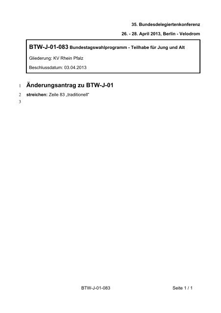 35. Ordentliche Bundesdelegiertenkonferenz 26.