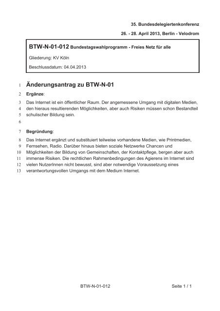 35. Ordentliche Bundesdelegiertenkonferenz 26.