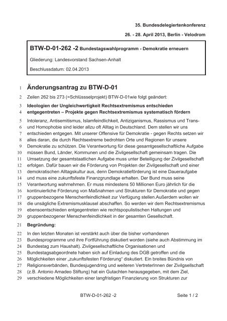 35. Ordentliche Bundesdelegiertenkonferenz 26.