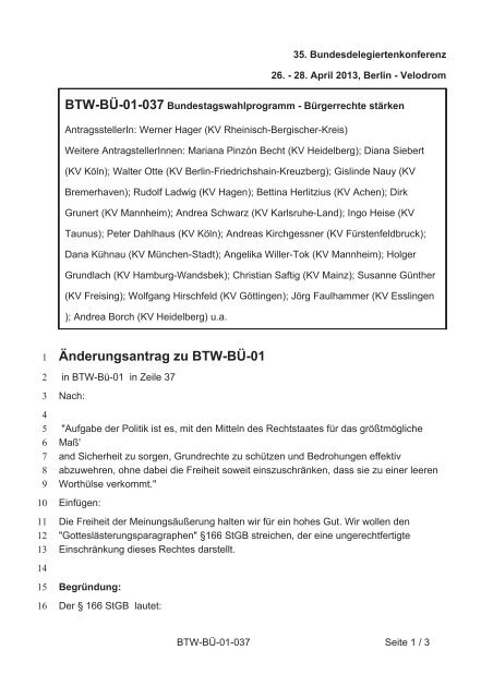 35. Ordentliche Bundesdelegiertenkonferenz 26.