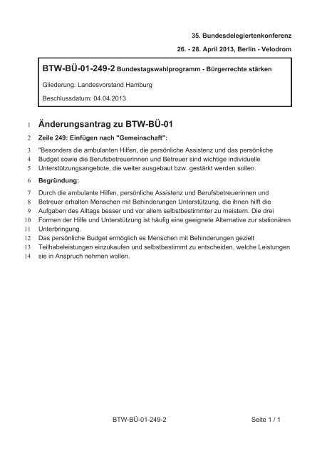 35. Ordentliche Bundesdelegiertenkonferenz 26.