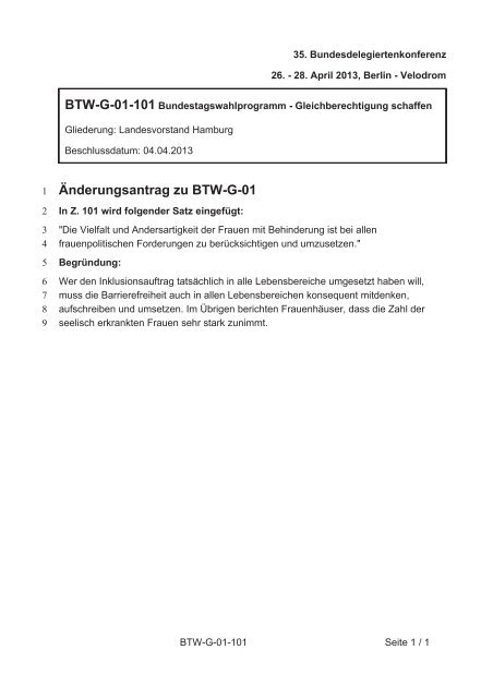 35. Ordentliche Bundesdelegiertenkonferenz 26.