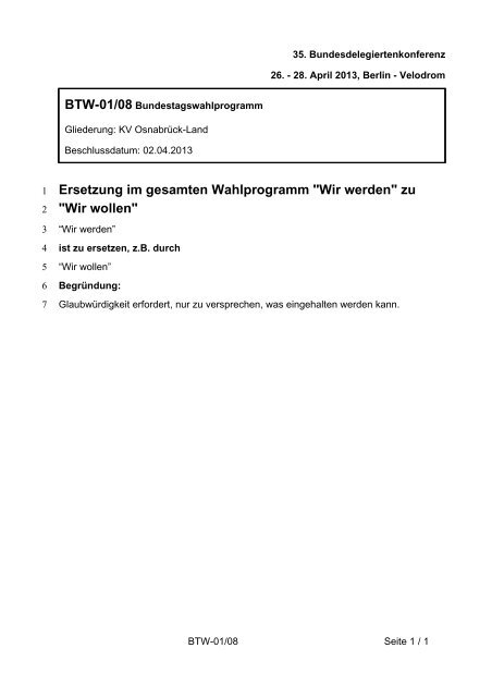 35. Ordentliche Bundesdelegiertenkonferenz 26.