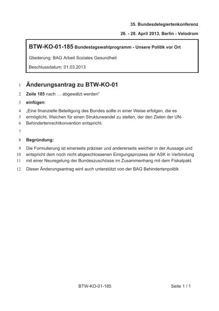 35. Ordentliche Bundesdelegiertenkonferenz 26.