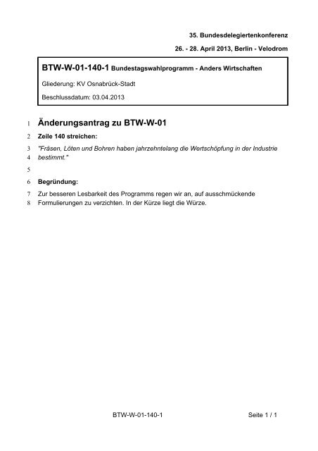 35. Ordentliche Bundesdelegiertenkonferenz 26.