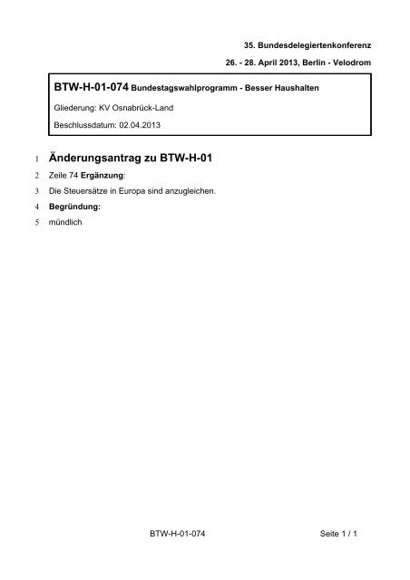 35. Ordentliche Bundesdelegiertenkonferenz 26.