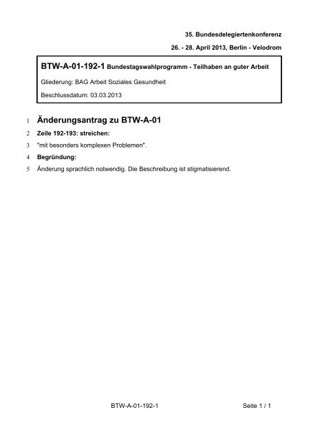 35. Ordentliche Bundesdelegiertenkonferenz 26.