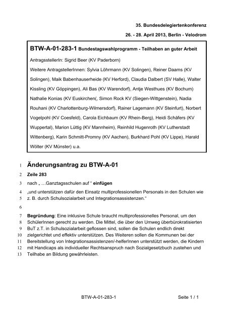 35. Ordentliche Bundesdelegiertenkonferenz 26.