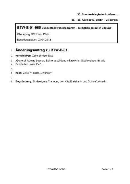 35. Ordentliche Bundesdelegiertenkonferenz 26.