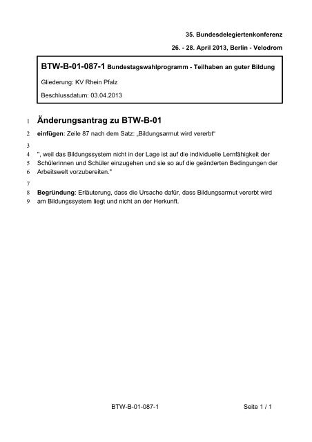 35. Ordentliche Bundesdelegiertenkonferenz 26.