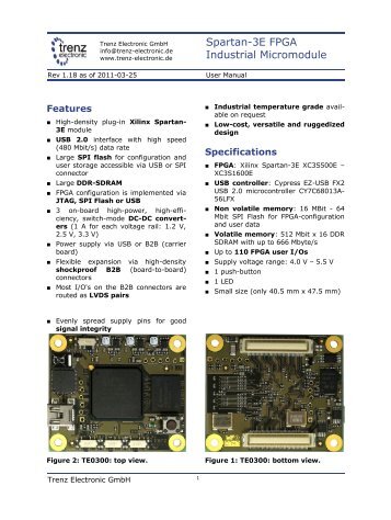 Spartan-3E FPGA Industrial Micromodule - Trenz Electronic
