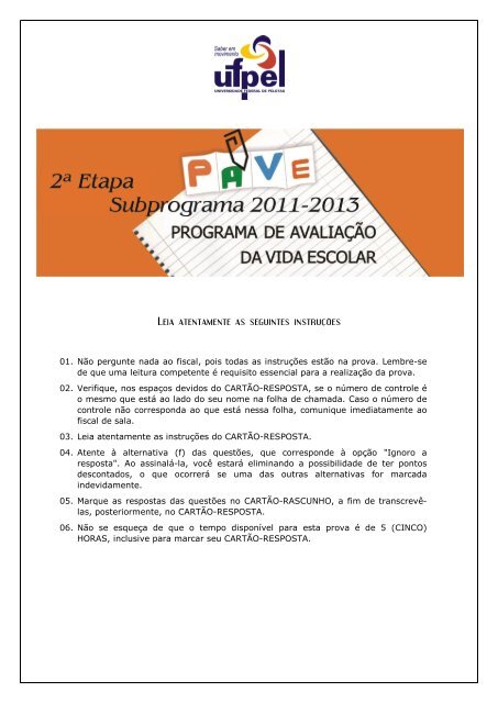 Provas - PAVE 2011/2013 - 2ª etapa