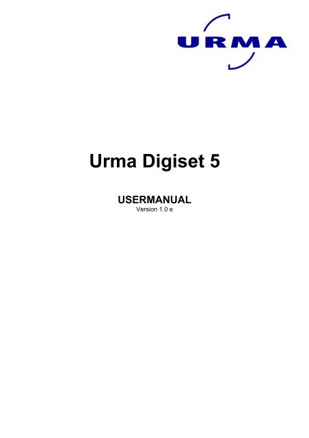 Urma Digiset 5 USERMANUAL - Urma AG