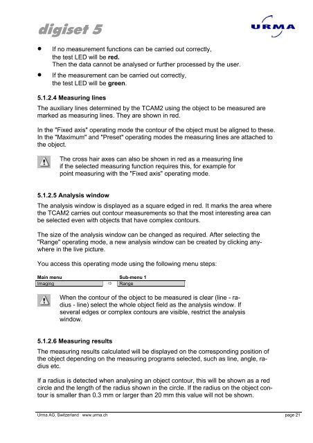 Urma Digiset 5 USERMANUAL - Urma AG