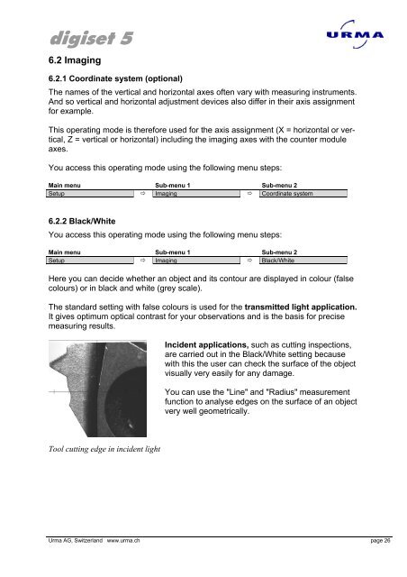 Urma Digiset 5 USERMANUAL - Urma AG