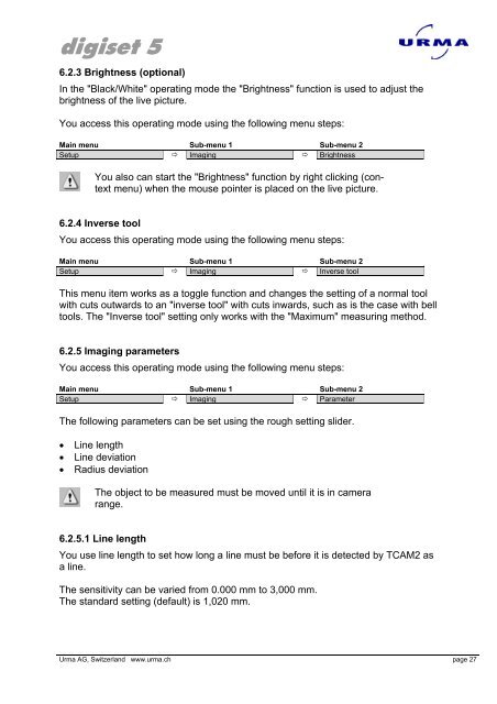 Urma Digiset 5 USERMANUAL - Urma AG