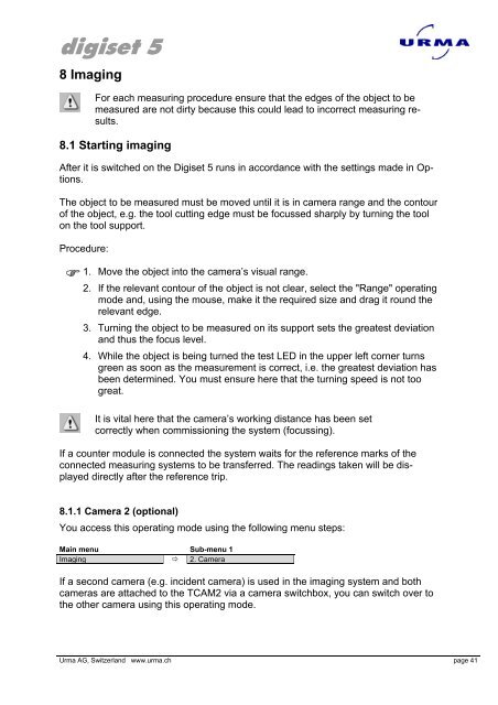 Urma Digiset 5 USERMANUAL - Urma AG