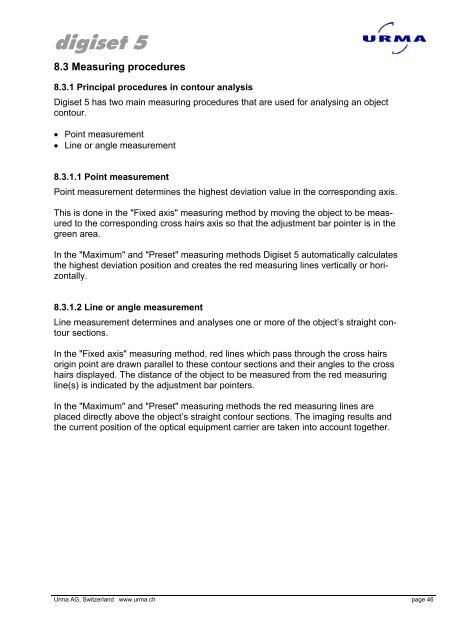 Urma Digiset 5 USERMANUAL - Urma AG