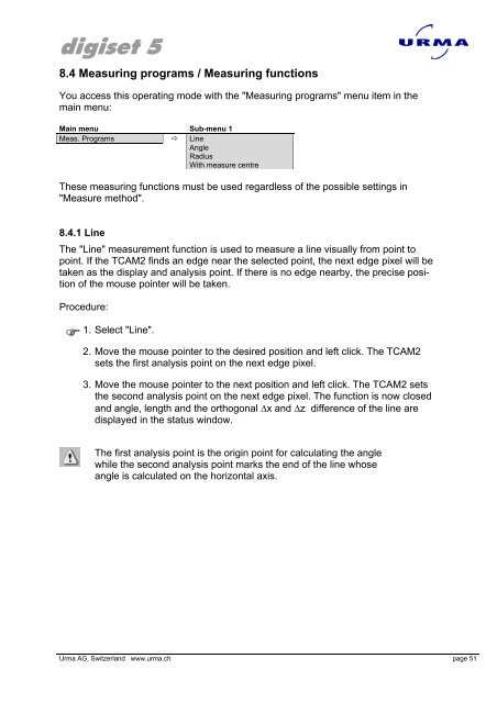 Urma Digiset 5 USERMANUAL - Urma AG