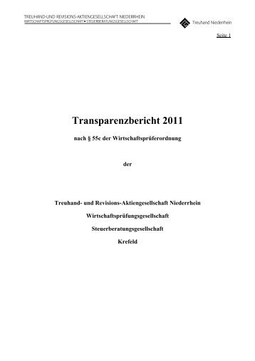 Transparenzbericht 2011 - Treuhand Niederrhein