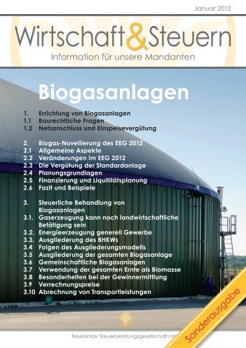 Biogasanlagen - Treukontax Steuerberatungsgesellschaft mbH