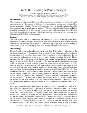 GaAs IC Reliability in Plastic Packages PDF - TriQuint Semiconductor