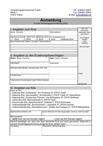 Brief Schreiben Anmeldung Kindergarten