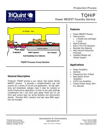 TQHiP Power MESFET Foundry Service - TriQuint