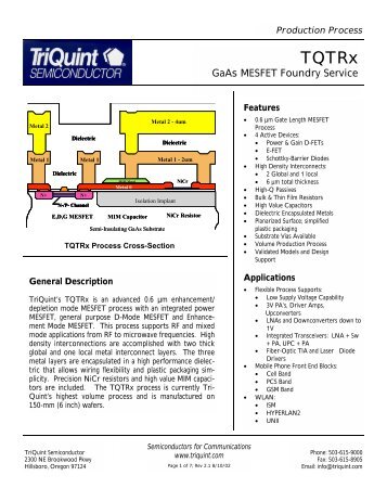 GaAs MESFET Foundry Service - TriQuint Semiconductor