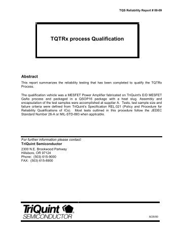 TQTRx process Qualification PDF - TriQuint Semiconductor