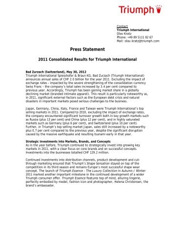 Global Press Statement 2012 - Triumph International