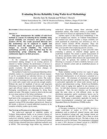 Evaluating Device Reliability Using Wafer-level Methodology