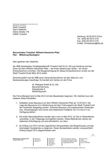 (Anlieger-)Informationsschreiben zum Baubeginn ... - Stadt Troisdorf