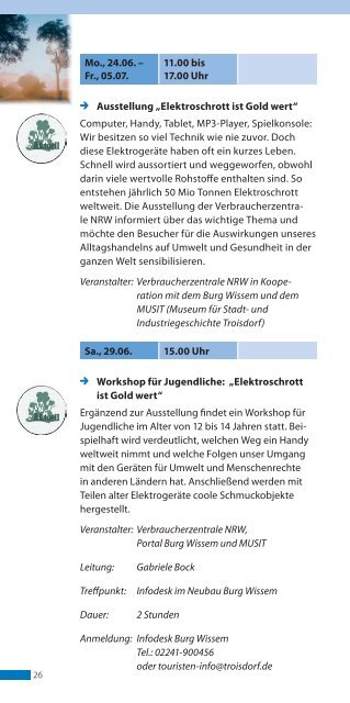 Veranstaltungskalender Portal Burg Wissem - Stadt Troisdorf