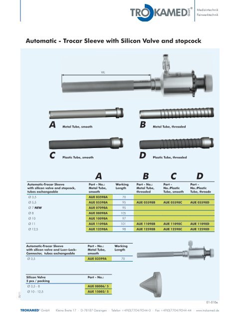 Automatic - Trocar Sleeve with Silicon Valve and ... - Trokamed GmbH