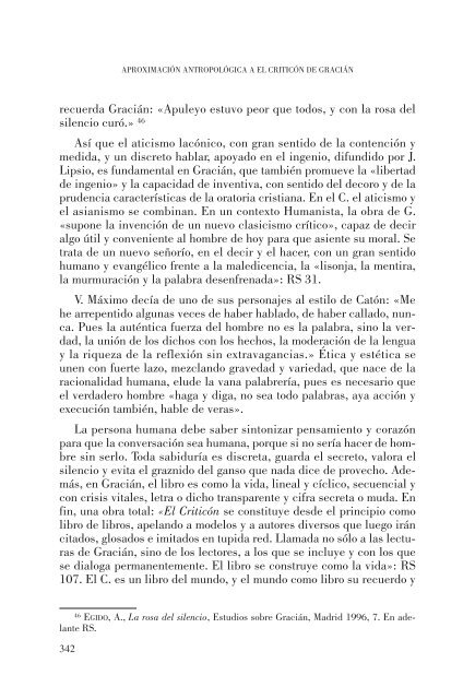 aproximación antropológica a el criticón, de gracián - Revista ...