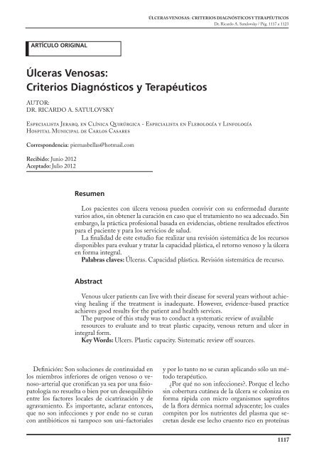 Úlceras Venosas: Criterios Diagnósticos y Terapéuticos