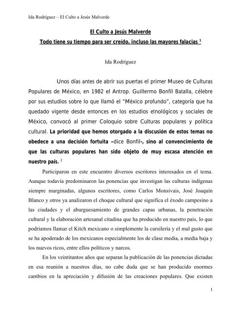 El Culto a Jesús Malverde Todo tiene su tiempo para ser ... - UNAM