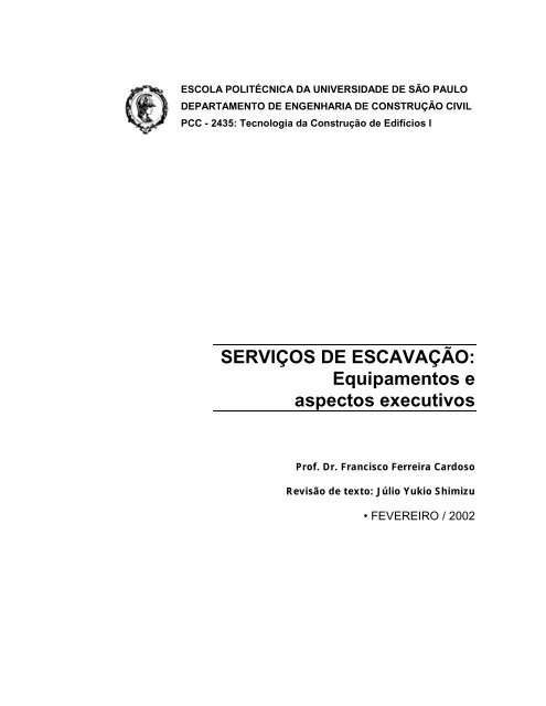 SERVIÇOS DE ESCAVAÇÃO: Equipamentos e ... - PCC 2435