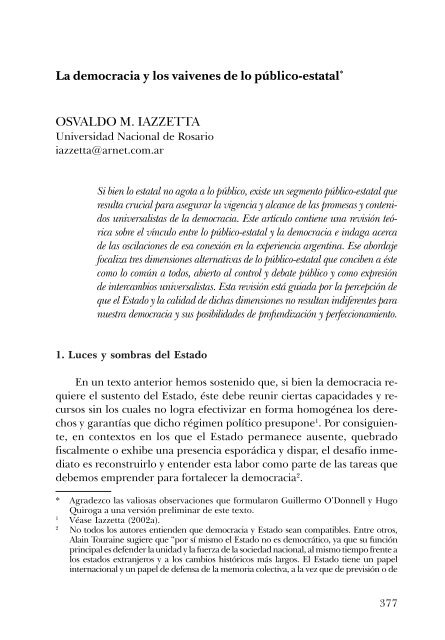 La democracia y los vaivenes dee los público-estatal. - Sociedad ...