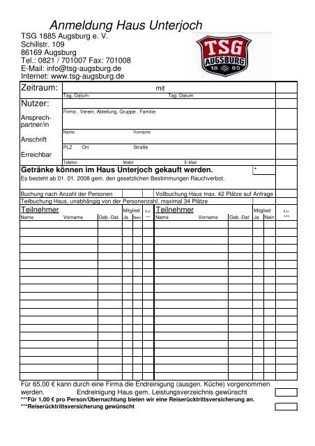 Anmeldung Haus Unterjoch Tsg Augsburg