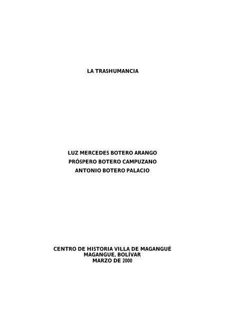 la trashumancia luz mercedes botero arango próspero ... - ASODOBLE