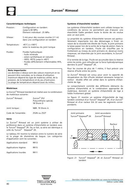 Joints hydrauliques - Trelleborg Sealing Solutions